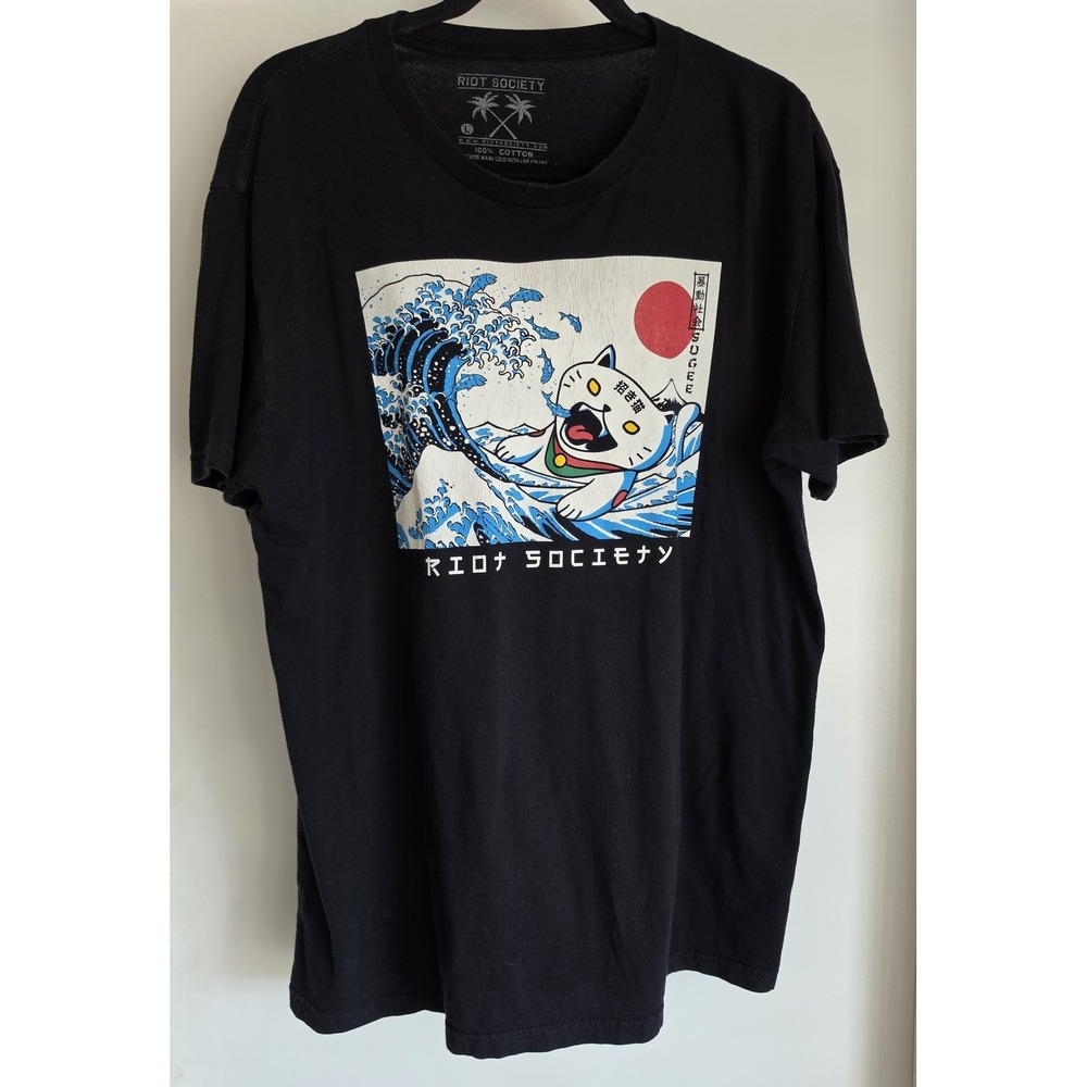Riot Society Men's Black Graphic T-Shirt Size L Short Sleeve Tee Top